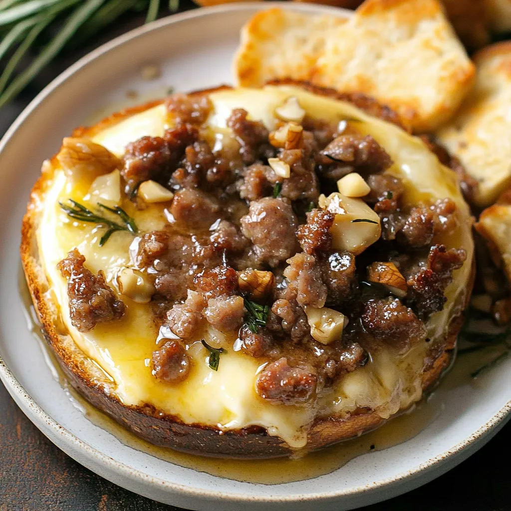 A plate of food with meat and cheese.