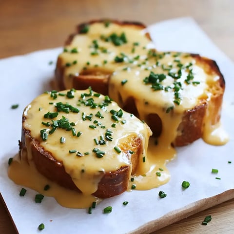 Two pieces of bread with cheese on top.