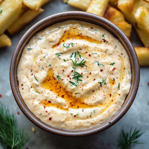 A bowl of hummus with a sprig of parsley on top.