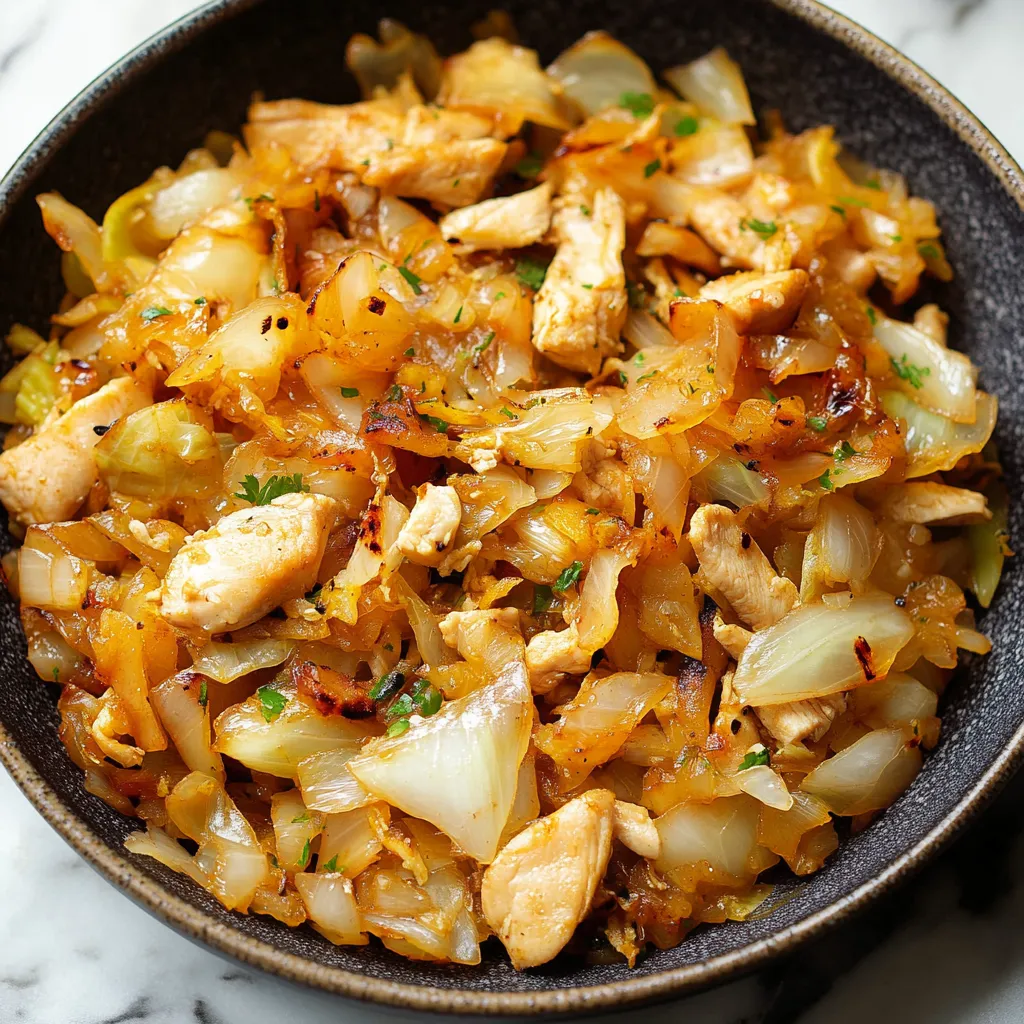 Close-up Chicken and Cabbage Stir Fry Recipe