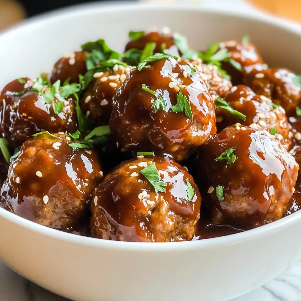 Close-up Honey BBQ Crockpot Meatballs Recipe