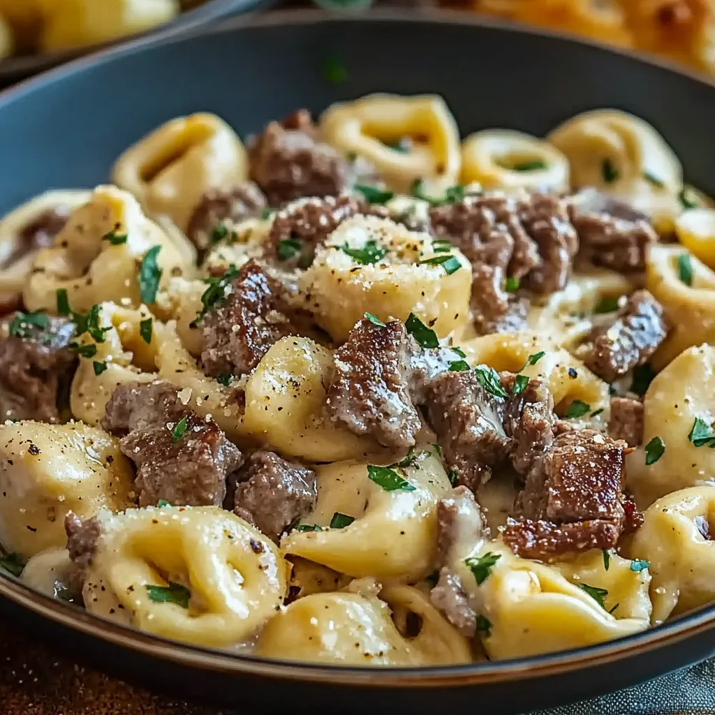 Close-up Cheesesteak Tortellini Bliss Recipe