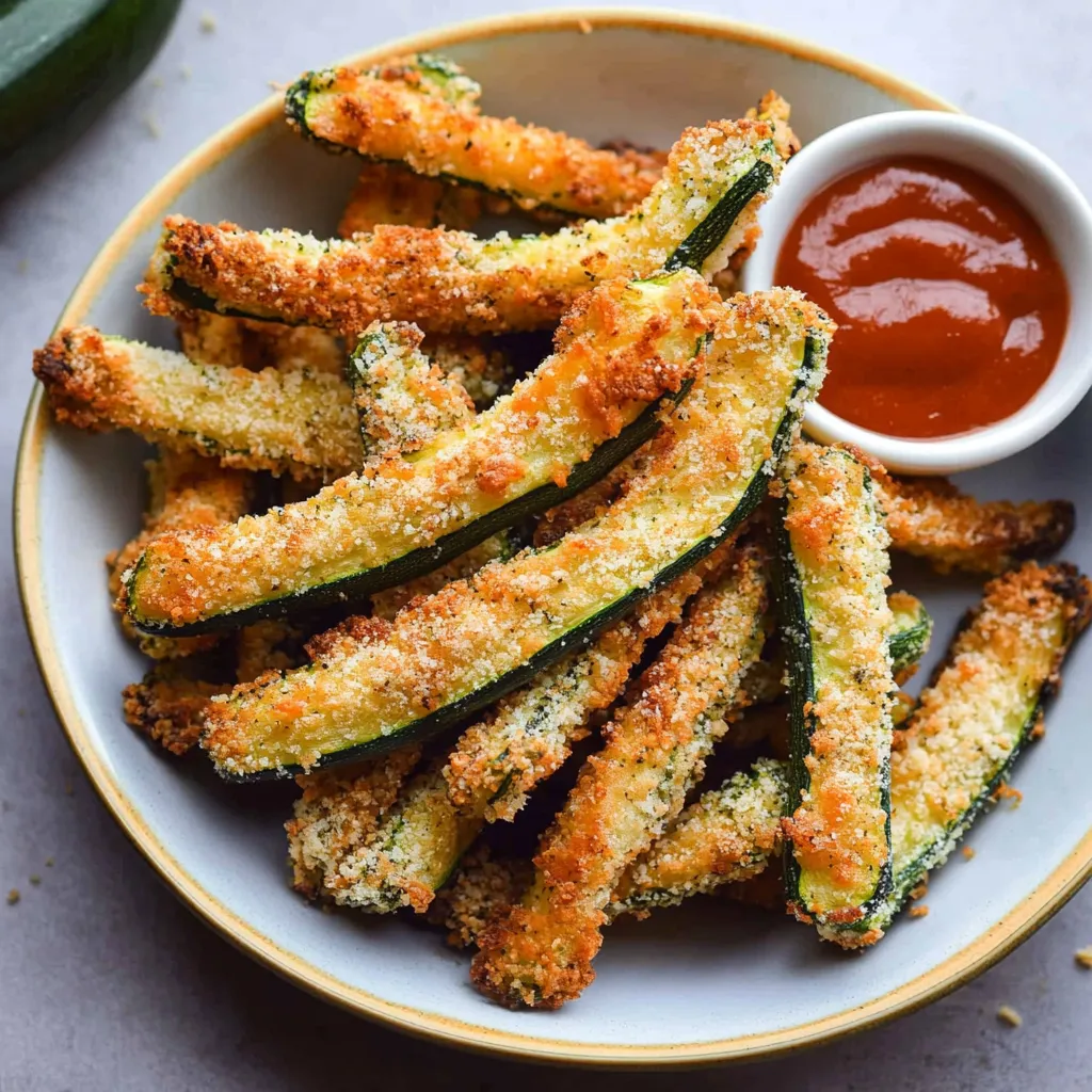 Crispy Air Fryer Zucchini Fries With Ketchup Recipe