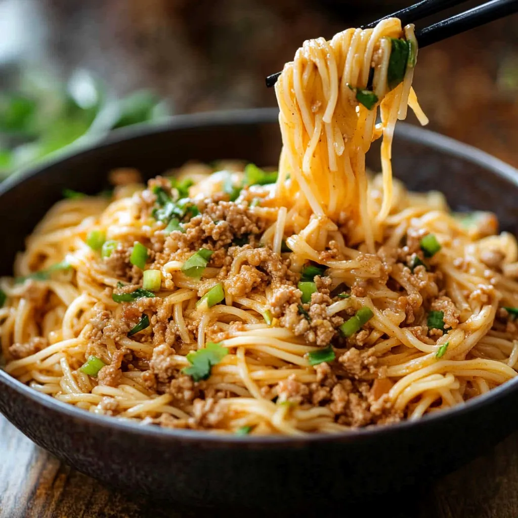 Flavorful Mongolian Noodles with Ground Beef