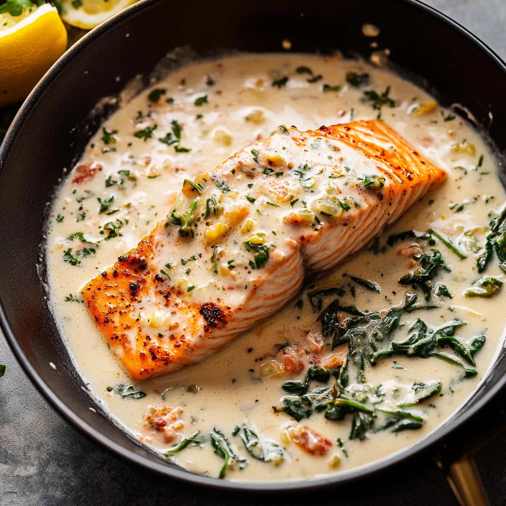 Creamy Garlic Butter Baked Salmon Recipe