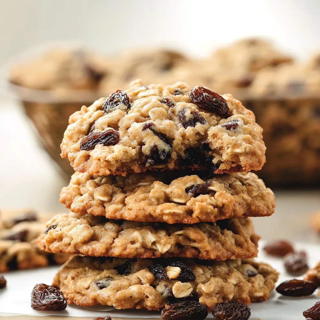 Close-up Oatmeal Raisin Cookies Recipe