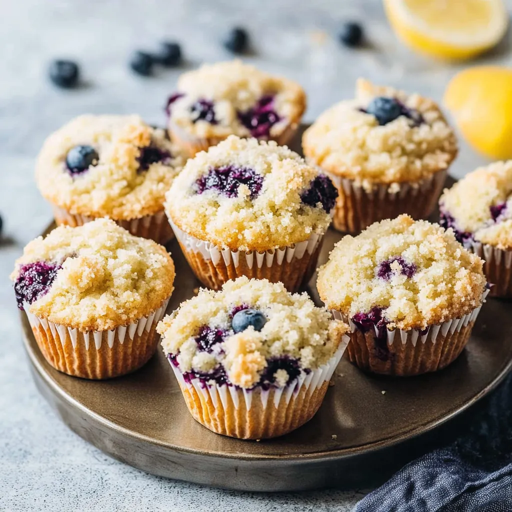 Close-up Sourdough Blueberry Muffins Recipe