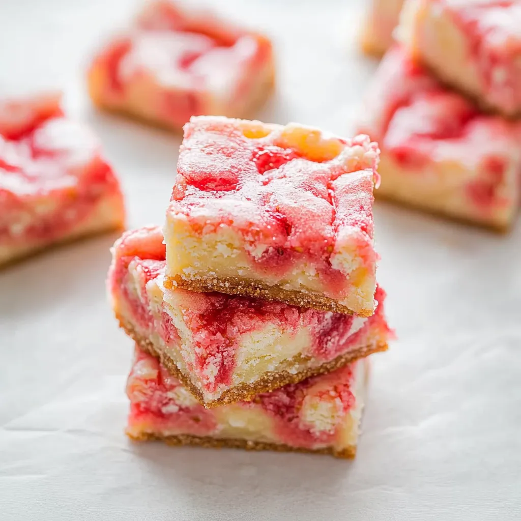 Close-up Strawberry White Chocolate Gooey Bars Recipe