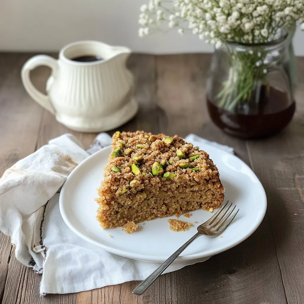 Close-up Pistachio Coffee Cake Recipe