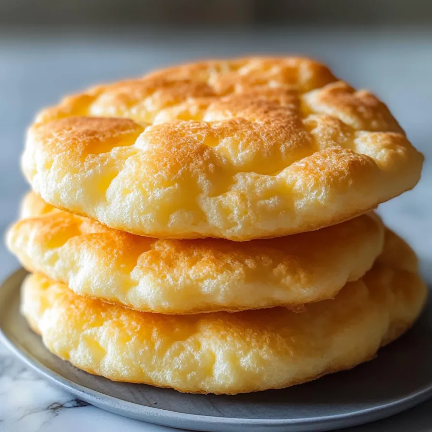 A tower of three soft, golden-brown bread rounds.