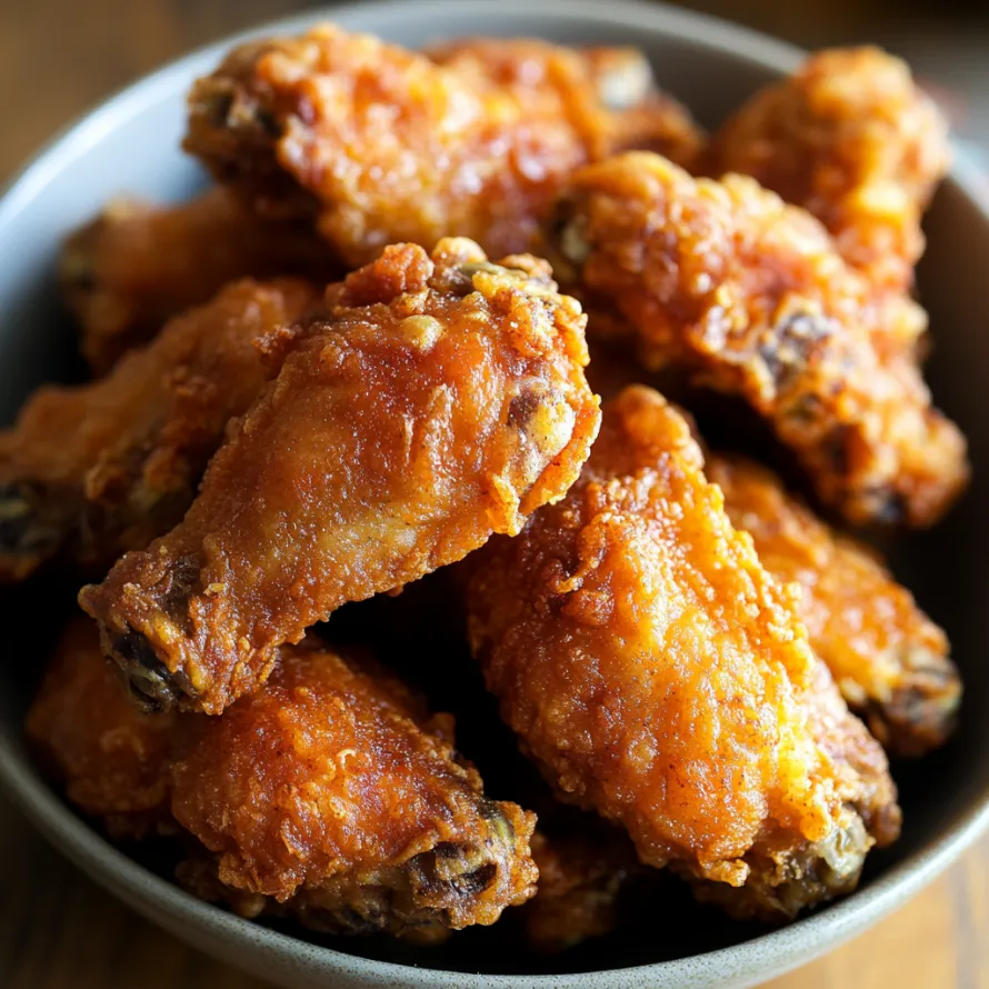 A bowl of golden fried chicken.