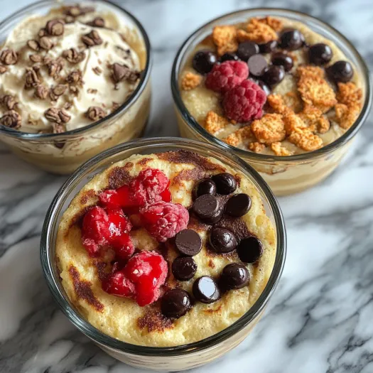 Three desserts in glasses.