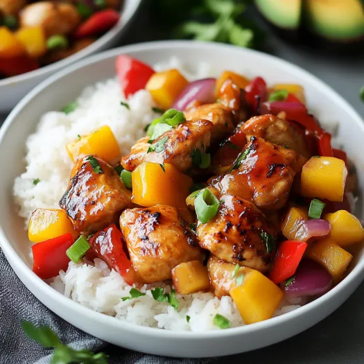 A bowl of food with rice and meat.