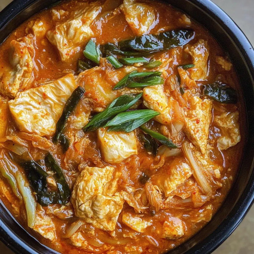 A spicy stew garnished with fresh greens in a bowl.