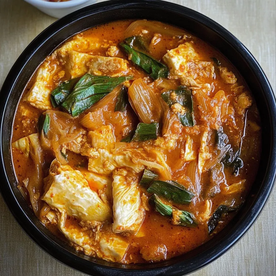 A bowl of food with a green vegetable on top.
