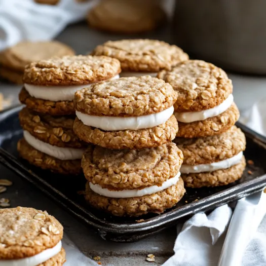 A stack of cookies with white frosting.