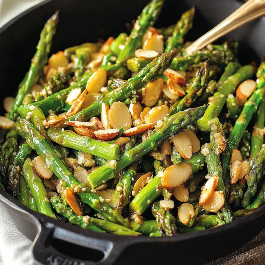 Fresh cooked asparagus with almonds and lemon zest.