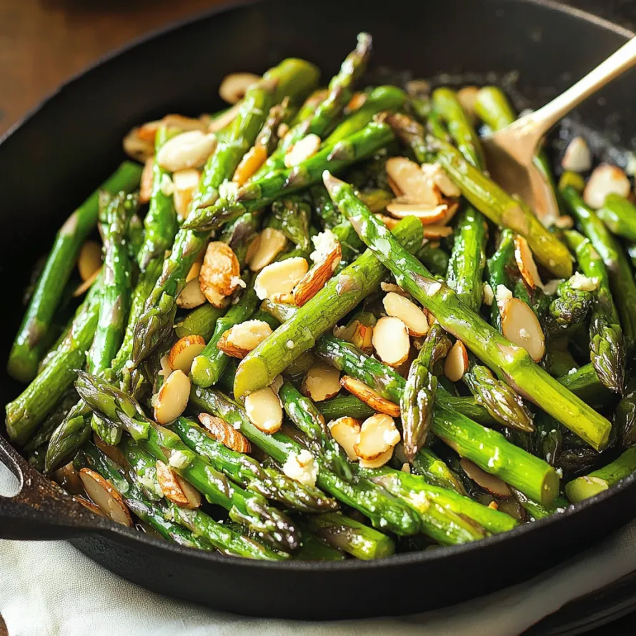 A pan of food with green beans and almonds.