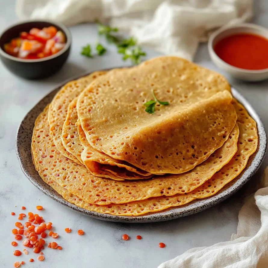 A plate of tortillas with a bowl of salsa.