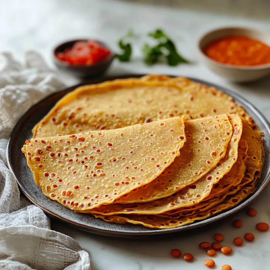 A plate of tortillas with a bowl of salsa.
