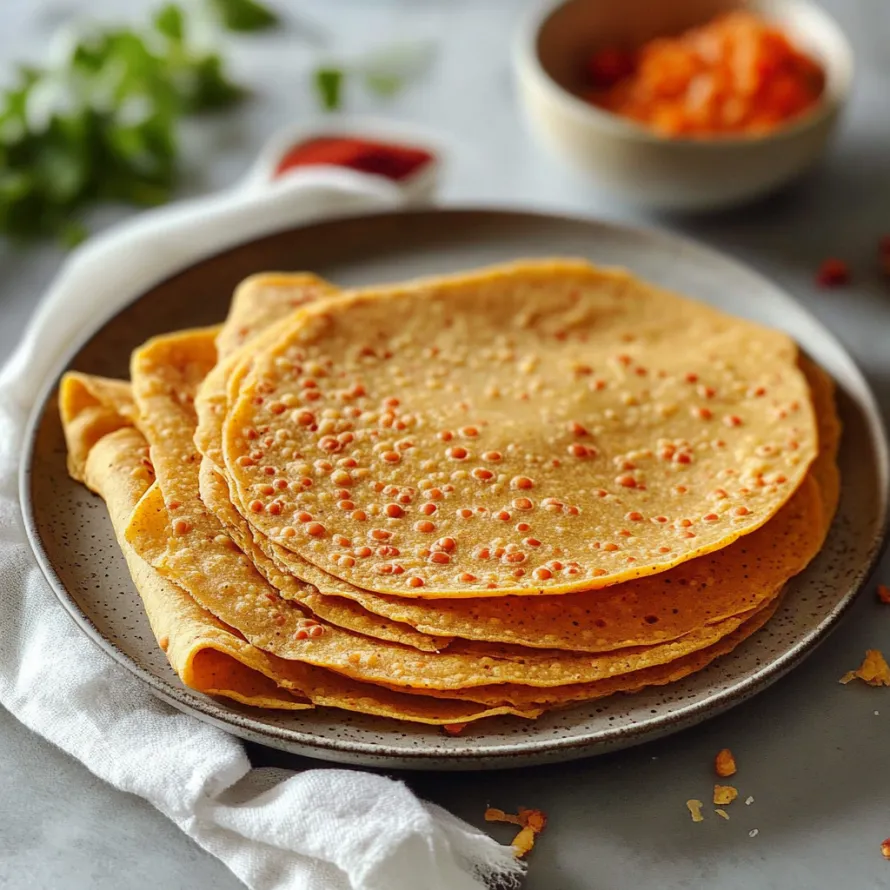 A plate of tortillas with a bowl of salsa.