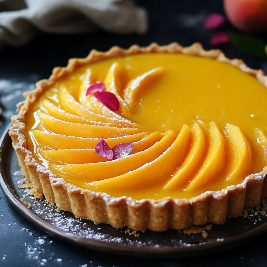 A slice of peach pie on a plate.
