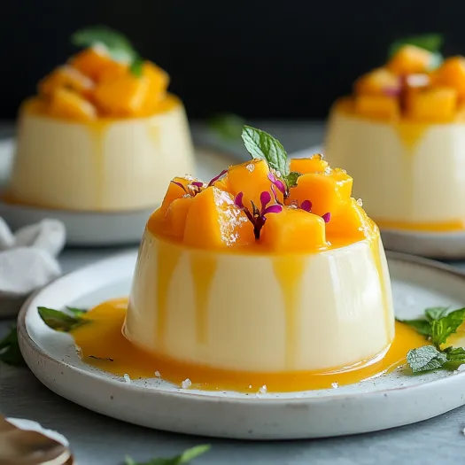 A plate of desserts with a yellow sauce.