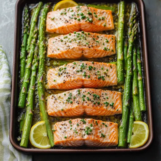 A pan of fish with lemon wedges on top.