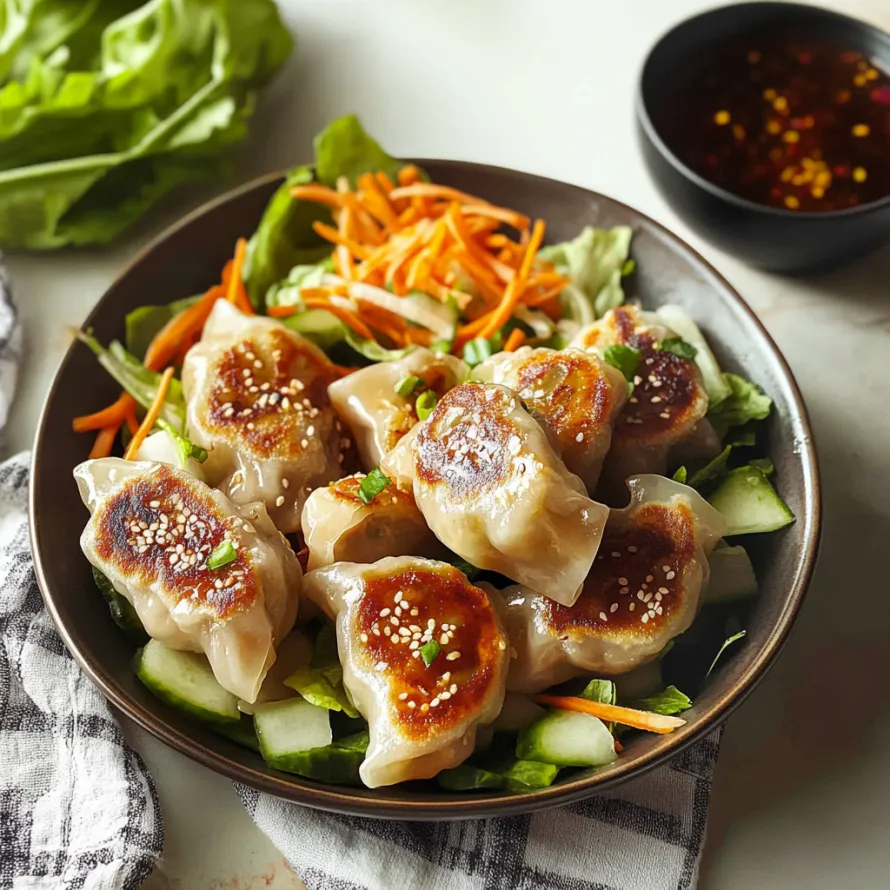 A bowl of food with carrots and lettuce.