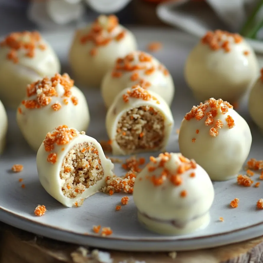 A plate of white chocolate balls with orange sprinkles.