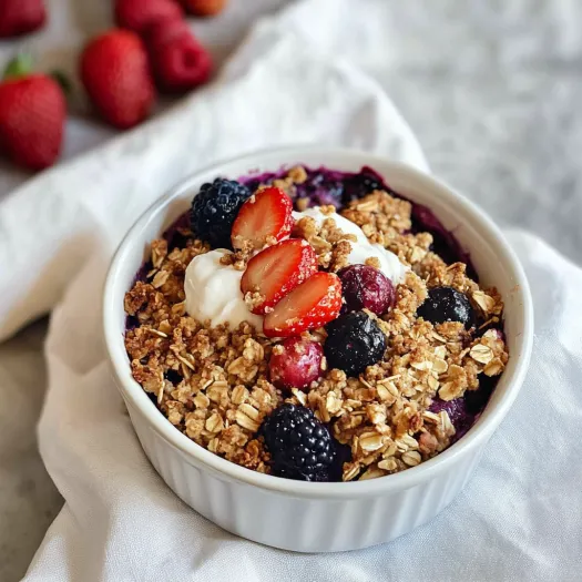 Bowl of berries and granola.