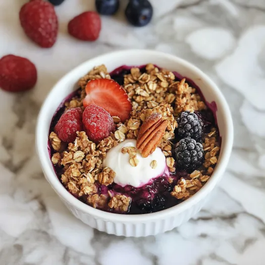 Bowl of berries and granola.