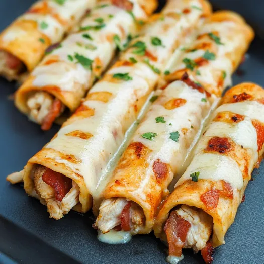 A plate of food with chicken and cheese.