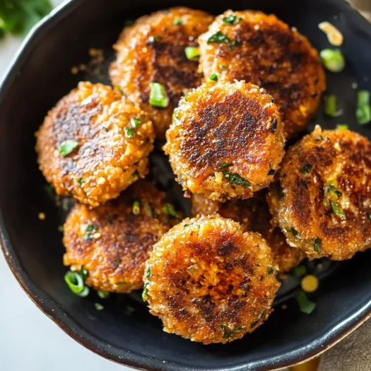 A bowl of meatballs with green onions.