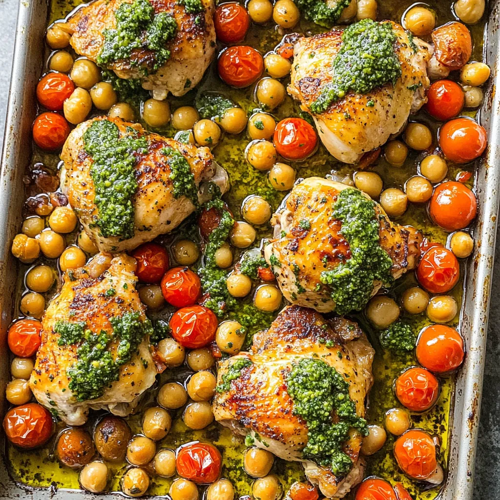 Chicken with tomatoes and green stuff.