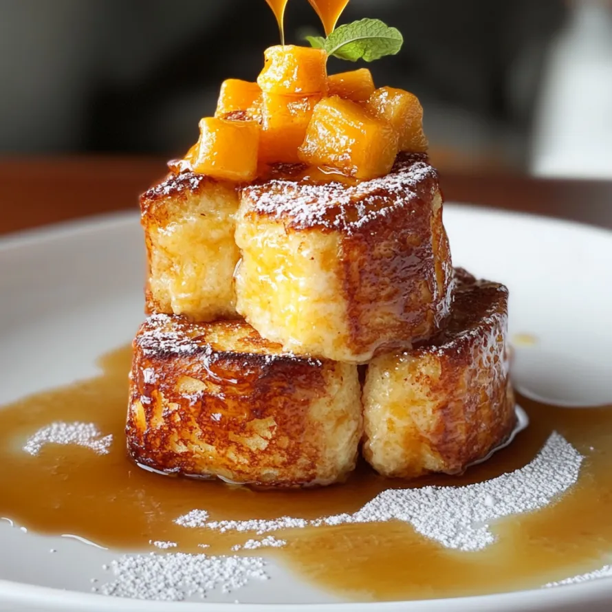 A stack of french toast with syrup on top.