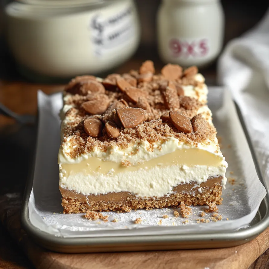 A piece of cake with chocolate chips on top.