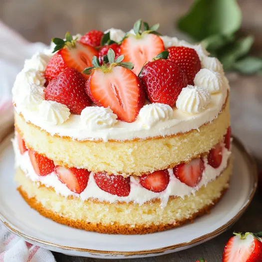 A cake with strawberries on top.