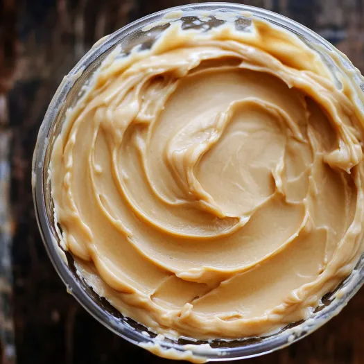 A jar of peanut butter with a spoon in it.