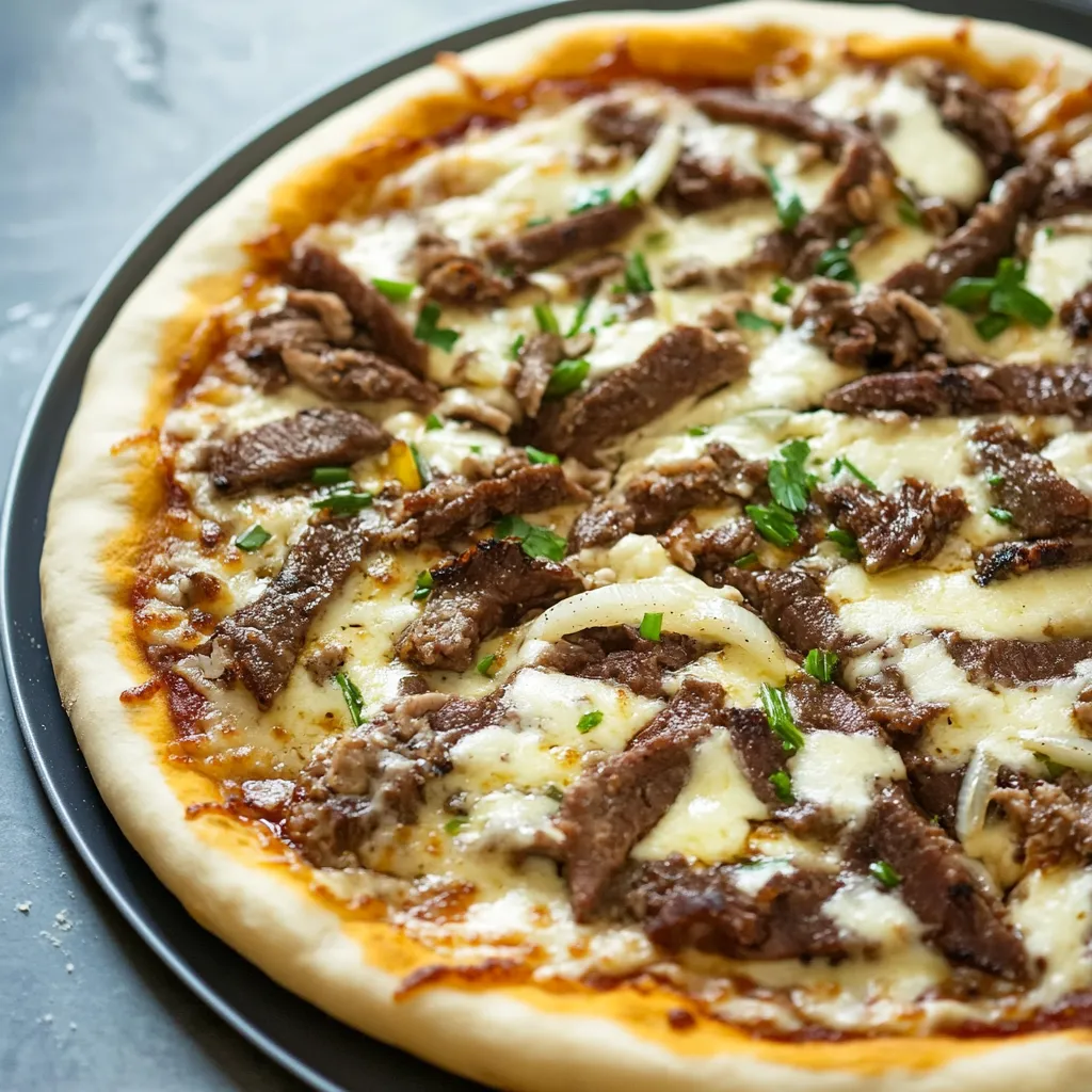 A pizza with meat and cheese on top.