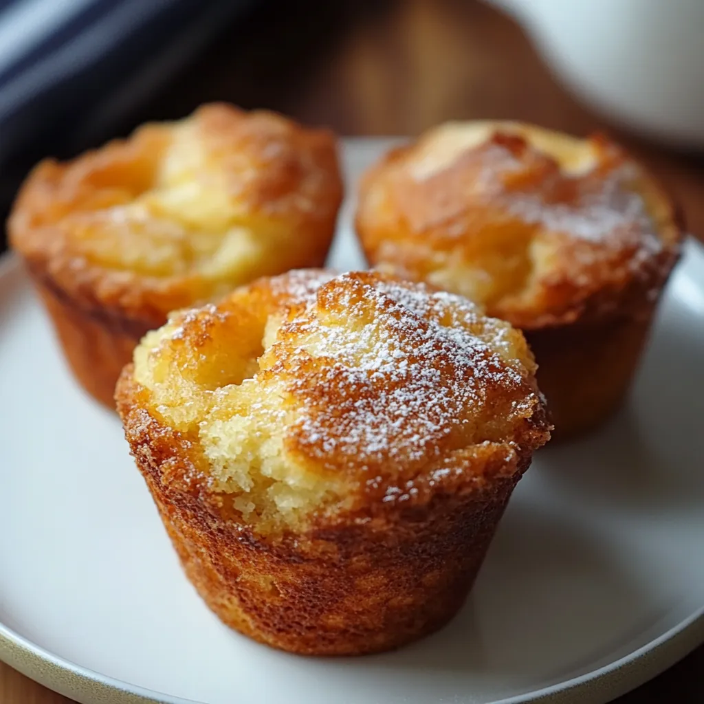Three muffins plated with a simple setup.