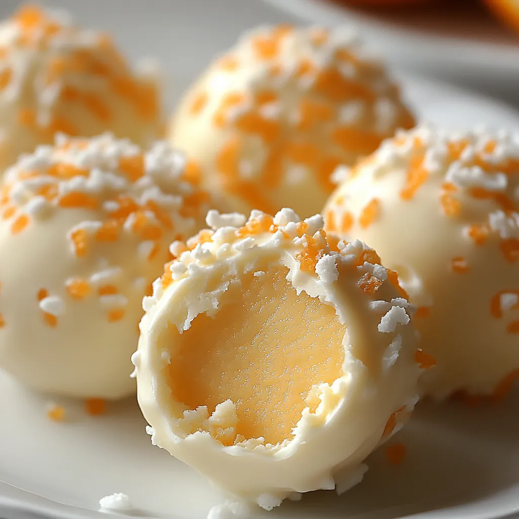 A plate filled with spherical white-orange snacks.