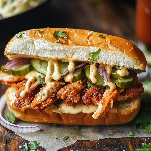 A sandwich with pickles and mayonnaise.