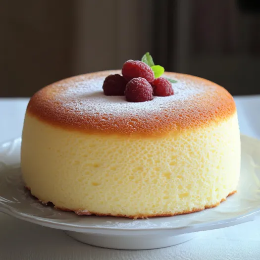 A slice of cake with raspberries on top.