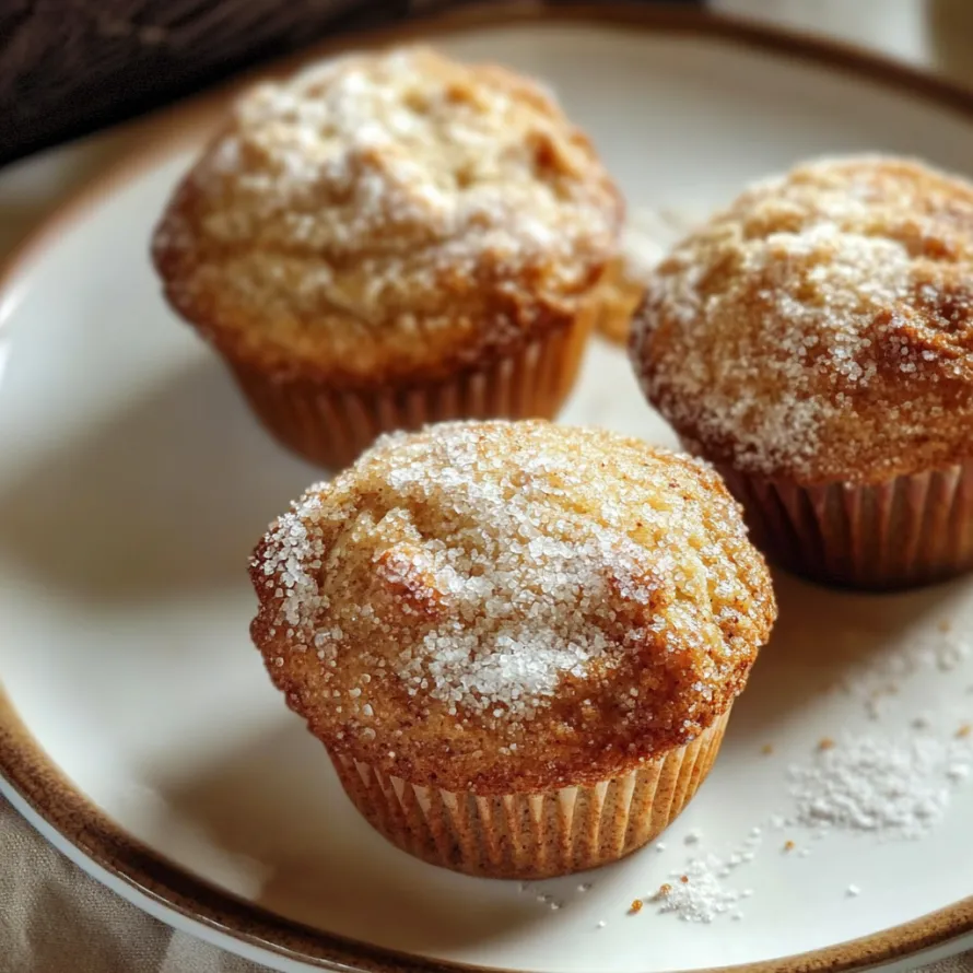 A plate of muffins with sugar on top.