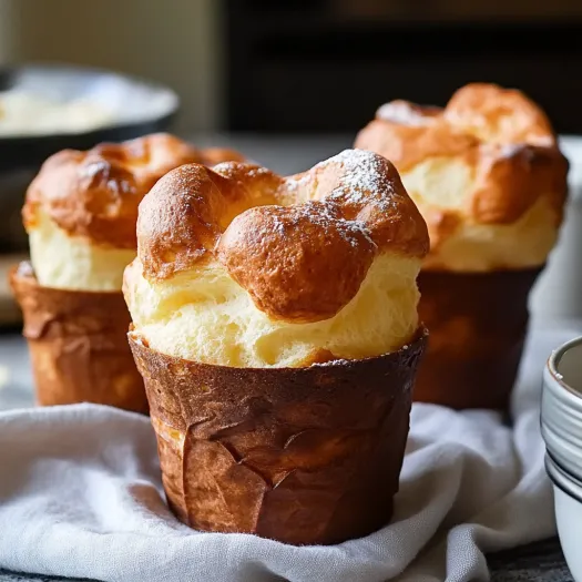 Three cupcakes with powdered sugar on top.