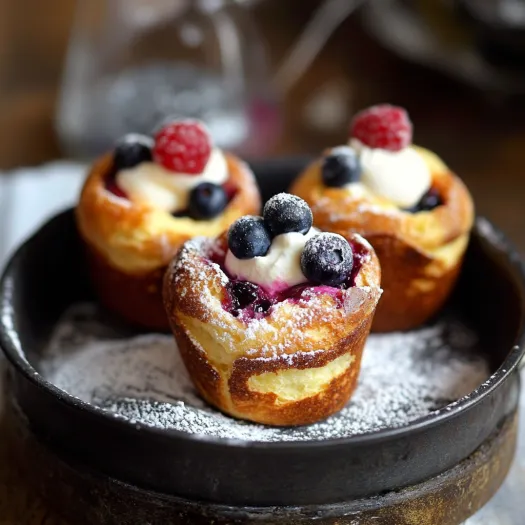 Two berry filled pastries with powdered sugar on a plate.