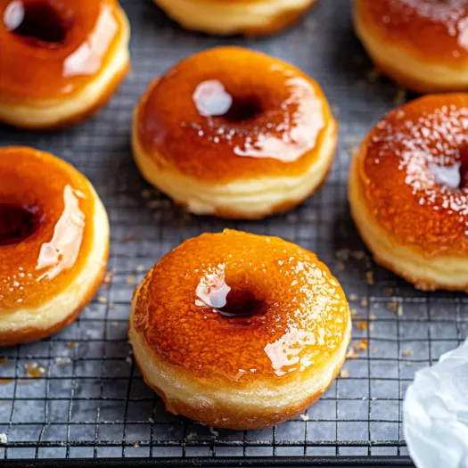 A tray of glazed donuts.