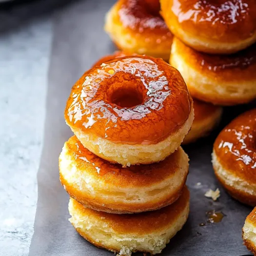 A stack of glazed donuts.