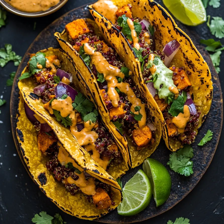 A plate of tacos with sauce.